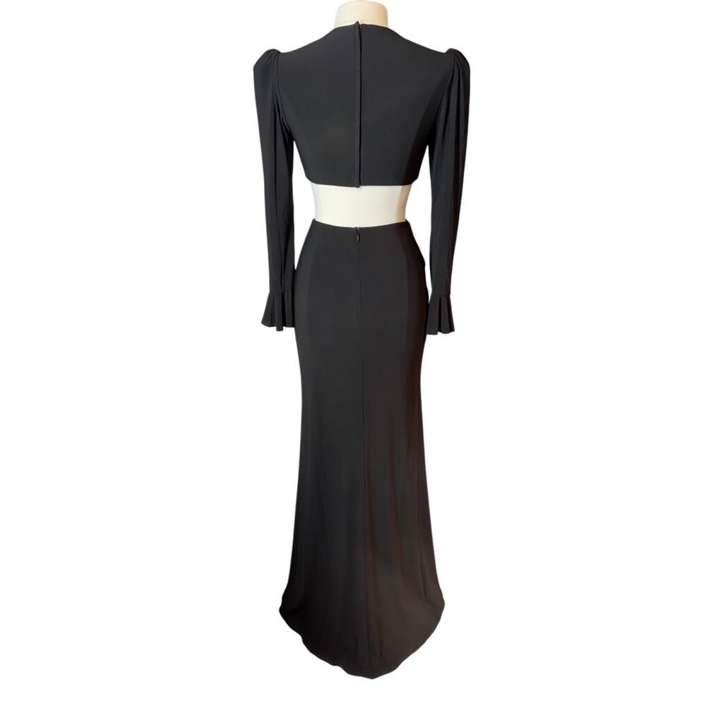 Mac Duggal Leena Cut Out Jersey Gown in Black Minimalist Elegant A-Line Dress 6 - Picture 9 of 12